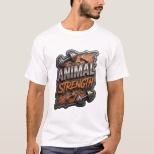 Iconic Silver ANIMAL STRENGTH Text Design T-Shirt