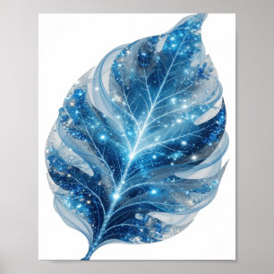 Iconic Silver BLUE STARS ON A LEAF Custom Design Poster
