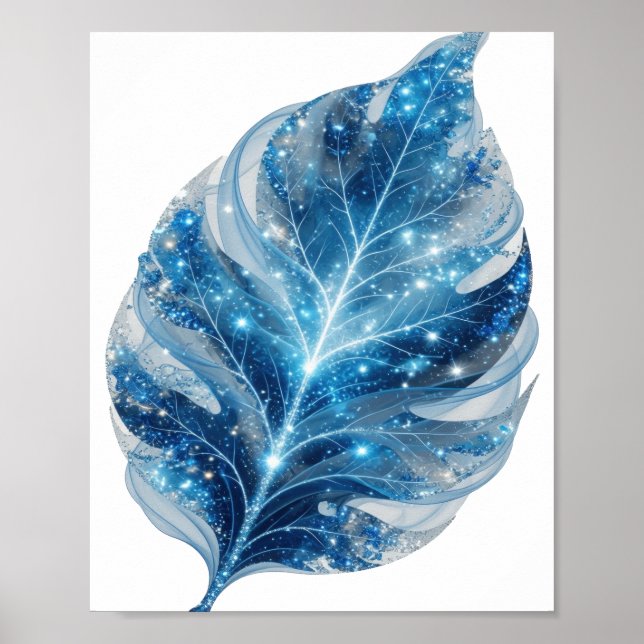 Iconic Silver BLUE STARS ON A LEAF Custom Design Poster (Front)