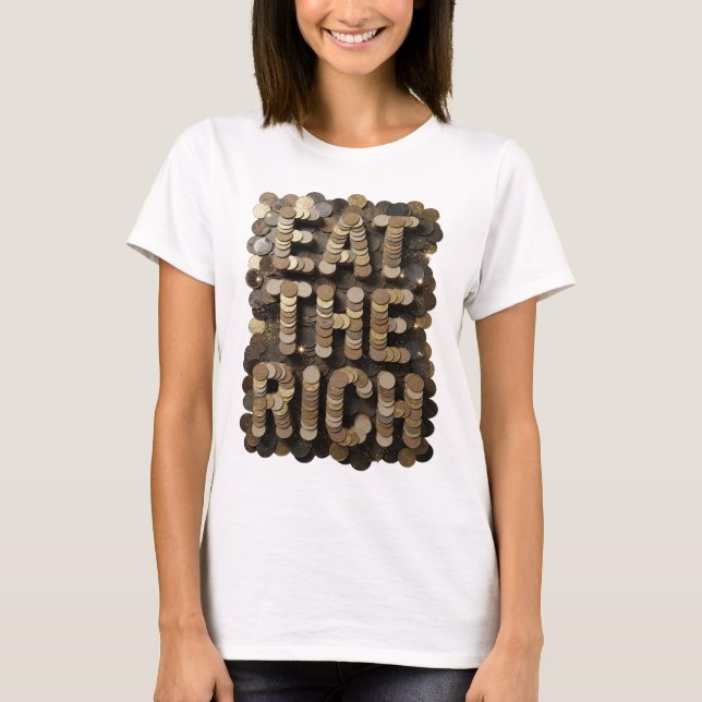 Iconic Silver EAT THE RICH Text Design T-Shirt (Front)