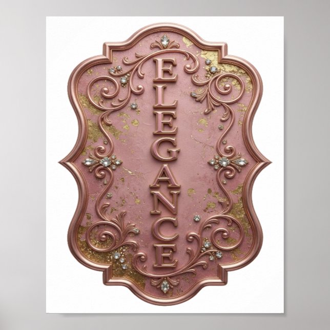 Iconic Silver ELEGANCE Slogan Design Poster (Front)