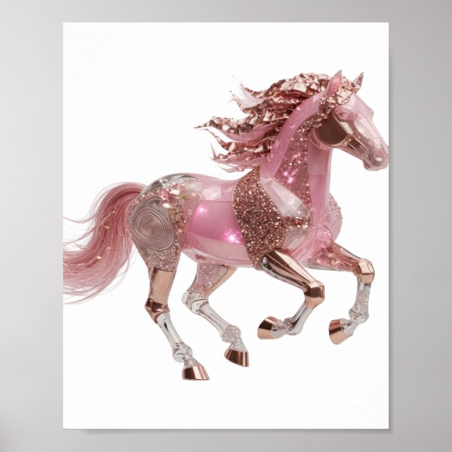 Iconic Silver PINK GLITTERING HORSE Poster (Front)