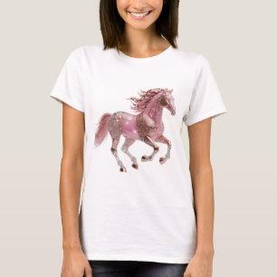 Iconic Silver PINK GLITTERING HORSE T-Shirt