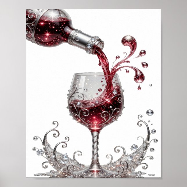 Iconic Silver RED WINE Poster (Front)