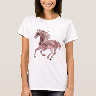 Iconic Silver ROSE GOLD HORSE 3D Text Art T-Shirt