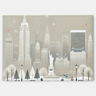 Iconic Statue of Liberty & NYC Skyline Holiday  Magnet