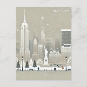 Iconic Statue of Liberty & NYC Skyline Holiday  Postcard