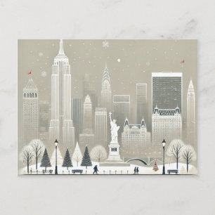 Iconic Statue of Liberty & NYC Skyline Holiday  Postcard