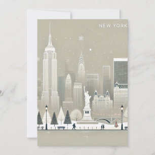Iconic Statue of Liberty & NYC Skyline Holiday  Thank You Card