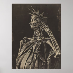 Iconic Statue of Liberty Poster with American Flag