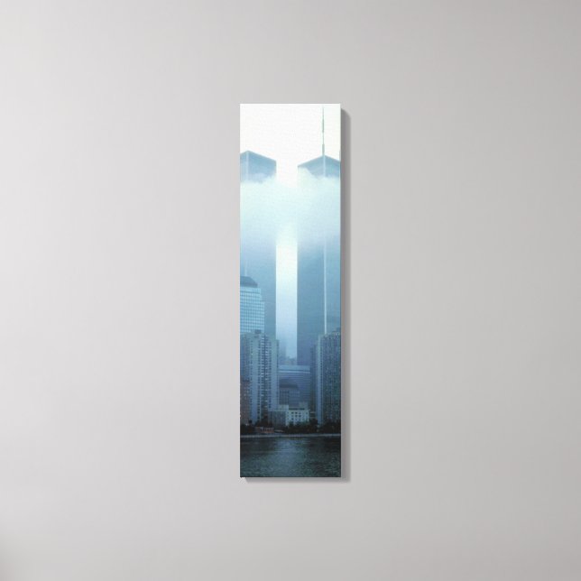 Iconic Twin Towers Behind Cloud Vertical Canvas (Front)