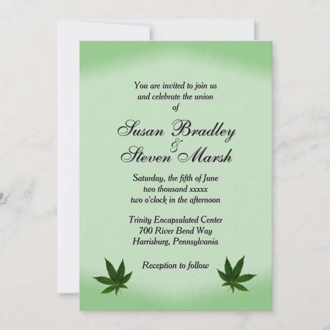 Iconic Weed Leaf Wedding Invitation (Front)