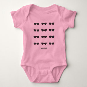 iconic winkS black sunglasseS Pattern Baby Bodysuit