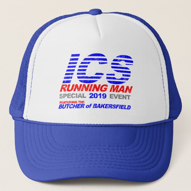 ICS Running Man Faded Trucker Hat (Front)