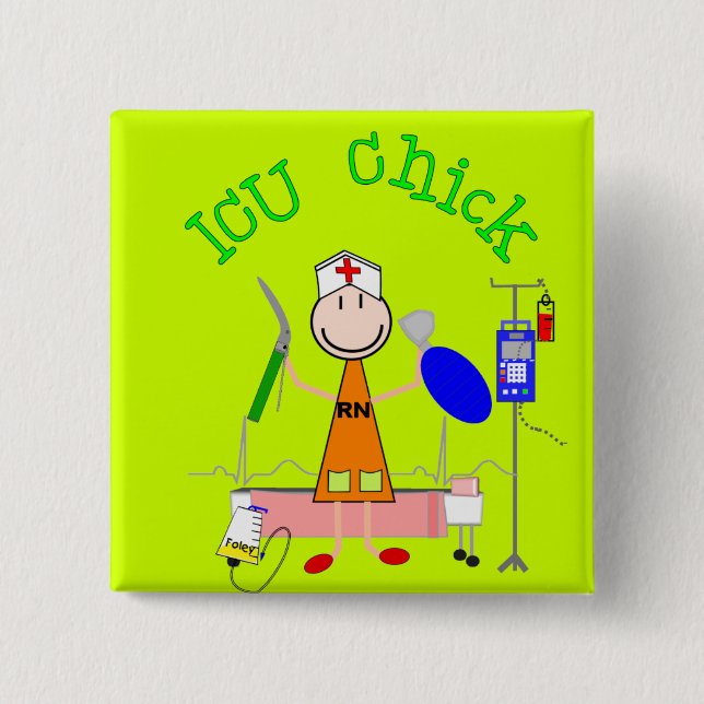 ICU Chick (Nurse) 15 Cm Square Badge (Front)