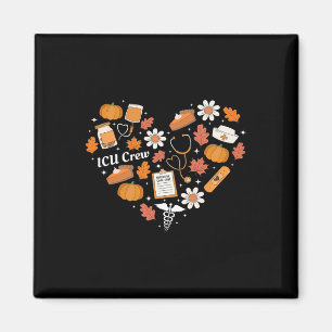 Icu Crew Nurse Fall Heart Autumn Pumpkin Thanksgiv Magnet