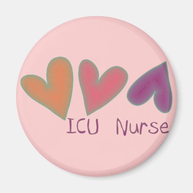 ICU Nurse 3 Hearts Magnet (Front)