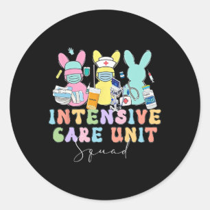 Icu Nurse Bunny Intensive Care Unit Nurse Easter D Classic Round Sticker