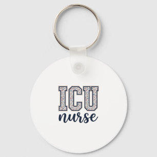 ICU Nurse Floral Varsity Shirt Design_1 Key Ring