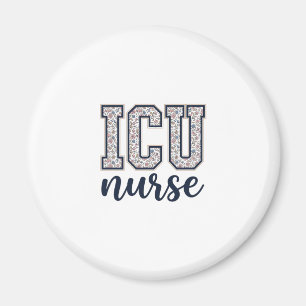 ICU Nurse Floral Varsity Shirt Design_1 Magnet