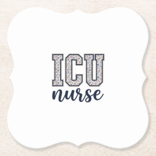 ICU Nurse Floral Varsity Shirt Design_1 Paper Coaster
