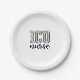ICU Nurse Floral Varsity Shirt Design_1 Paper Plate
