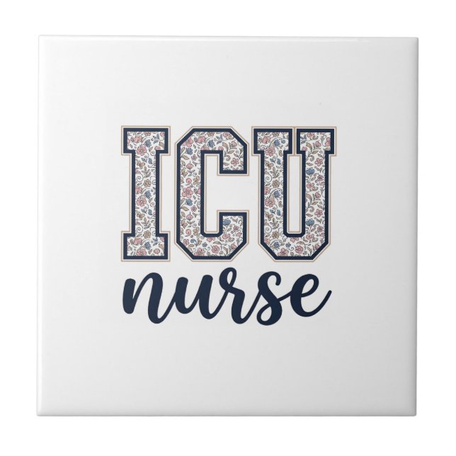ICU Nurse Floral Varsity Shirt Design_1 Tile (Front)