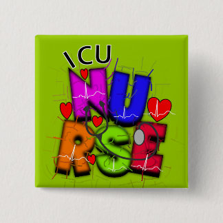ICU Nurse Gifts, Artsy QRS design 15 Cm Square Badge