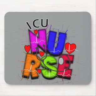 ICU Nurse Gifts, Artsy QRS design Mouse Pad