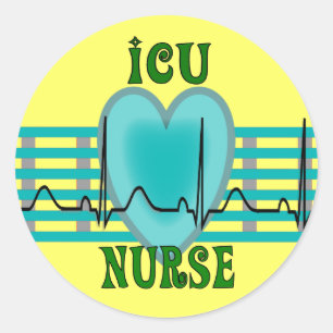 ICU Nurse Gifts, QRS & Heart Design Classic Round Sticker