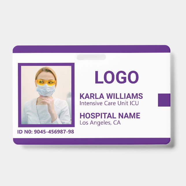 ICU Nurse ID Photo template 2 Badge (Front)