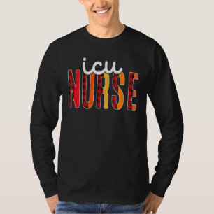 Icu Nurse Plaid Red Love Heart Stethoscope Rn Nurs T-Shirt