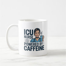 ICU Nurse Powered By Caffeine Funny Nurse Coffee M