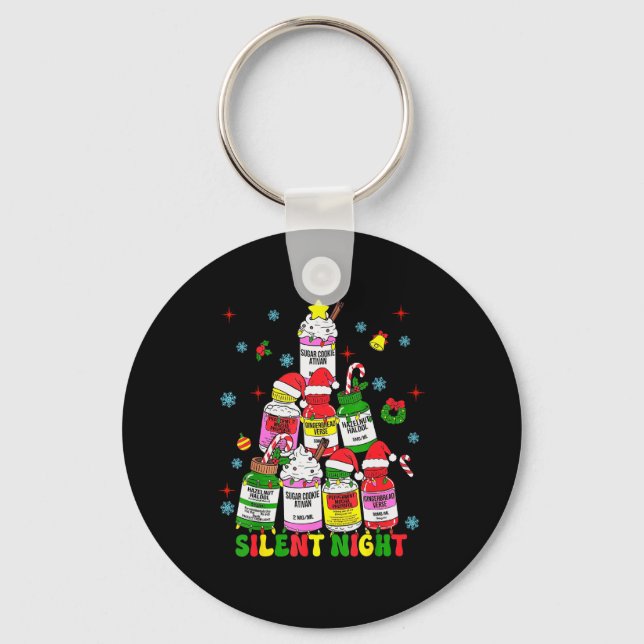 Icu Nurse Silent Night Profol Christmas Tree Merry Key Ring (Front)