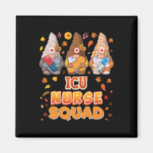 Icu Nurse Squad Gnomes Thanksgiving Grateful Fall  Magnet