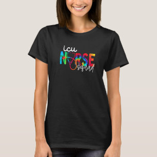 Icu Nurse Squad Watercol Love Stethoscope Rn Nurse T-Shirt