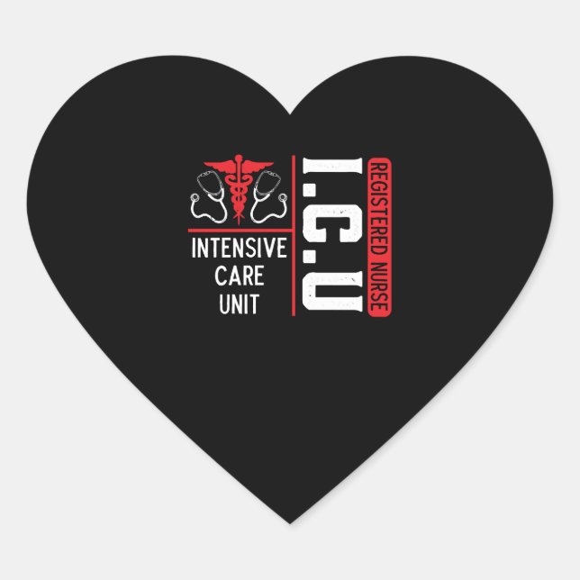 ICU Registered Nurse Medical Intensive Care Unit Heart Sticker (Front)
