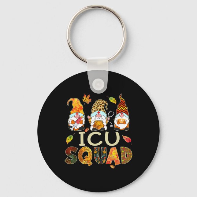 ICU Squad Gnome Nurse Leopard Thanksgiving Fall St Key Ring (Front)