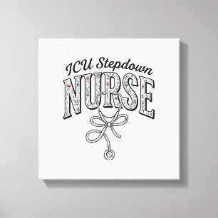 ICU Stepdown Nurse Vintage Floral Stethoscope Shir Canvas Print