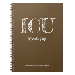ICU Trendy Minimalist Choco Brown Nursing Student Notebook