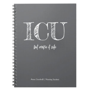 ICU Trendy Minimalist Dark Grey Nursing Student Notebook