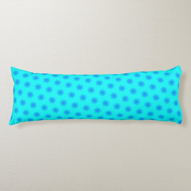 Icy Aqua and Blue Snowflake Pattern Body Cushion (Front)