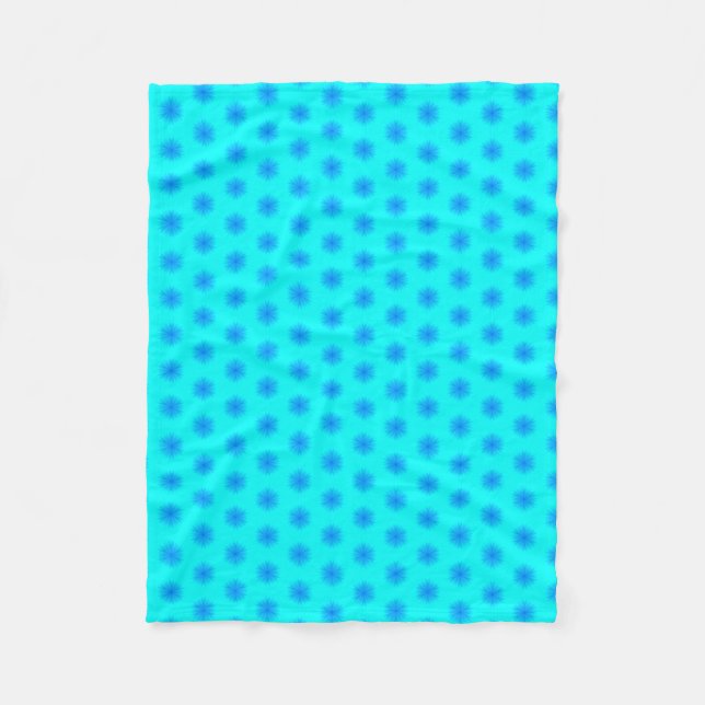 Icy Aqua and Blue Snowflake Pattern Fleece Blanket (Front)
