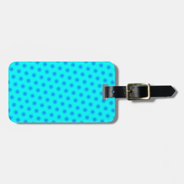 Icy Aqua and Blue Snowflake Pattern Luggage Tag (Front Horizontal)