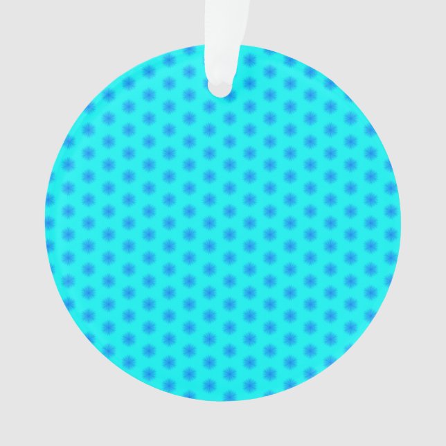 Icy Aqua and Blue Snowflake Pattern Ornament (Front)