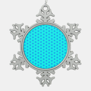 Icy Aqua and Blue Snowflake Pattern Pewter Christmas Ornament