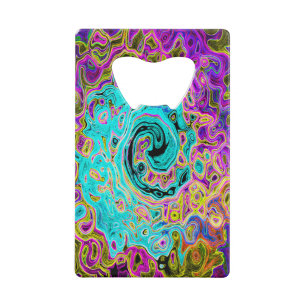 Icy Aqua Blue Groovy Abstract Retro Liquid Swirl