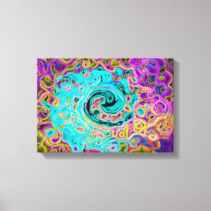 Icy Aqua Blue Groovy Abstract Retro Liquid Swirl Canvas Print
