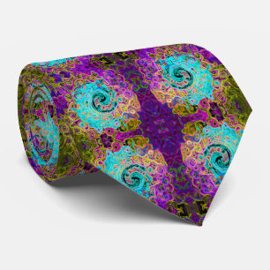 Icy Aqua Blue Groovy Abstract Retro Liquid Swirl Tie