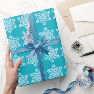 Icy Aqua Teal Frozen Winter Snowflakes Christmas Wrapping Paper